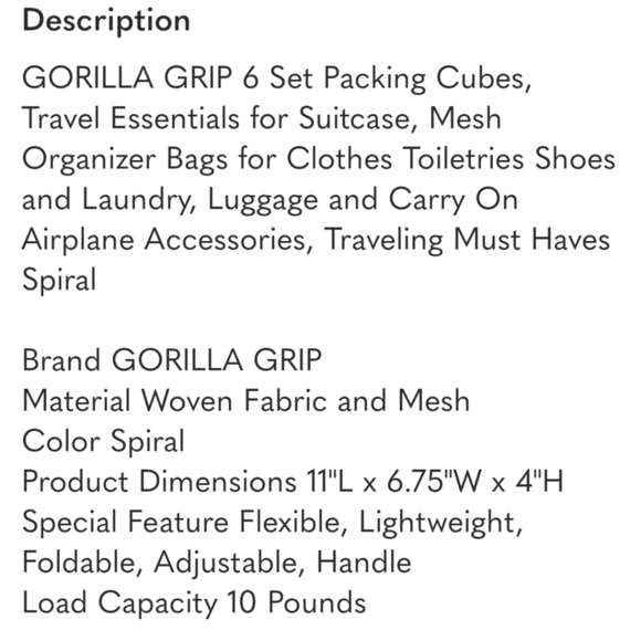 GORILLA GRIP 6 Set Packing Cubes - Picture 11 of 11